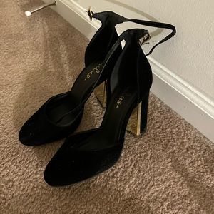 Black suede heels